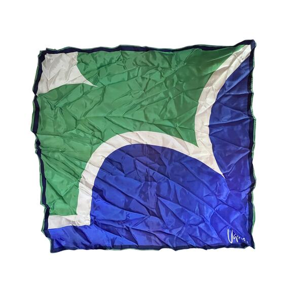 Vintage Vera Neumann Scarf - Signed - Abstract - Blue Purple Green - Picture 1 of 8
